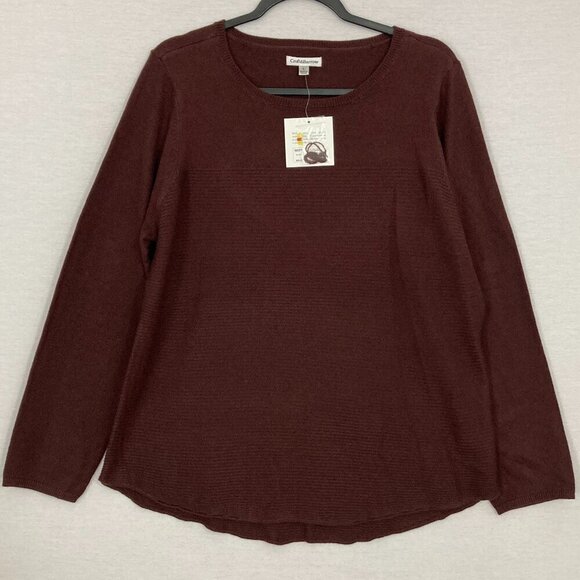 New Croft & Barrow Brown Chestnut Crew Neck Tight Knit Pullover Sweater Large - Picture 1 of 9